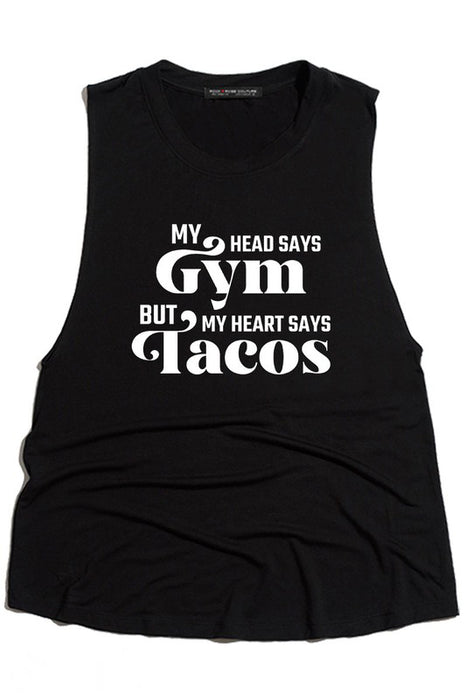 MY HEAD SAYS GYM TANK